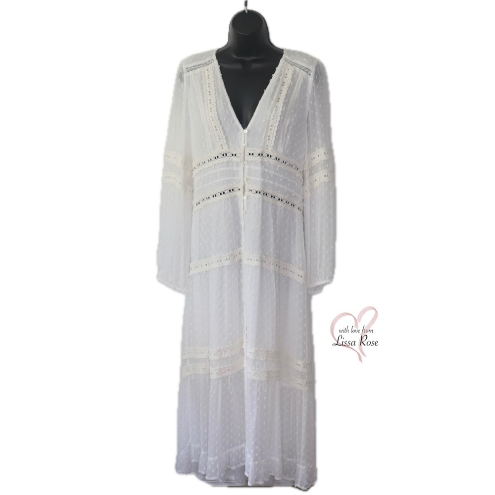 SALE Solstice Lace Inset Button-Front Maxi Dress (RAHI for Urban Outfitters) - Picture 1 of 9